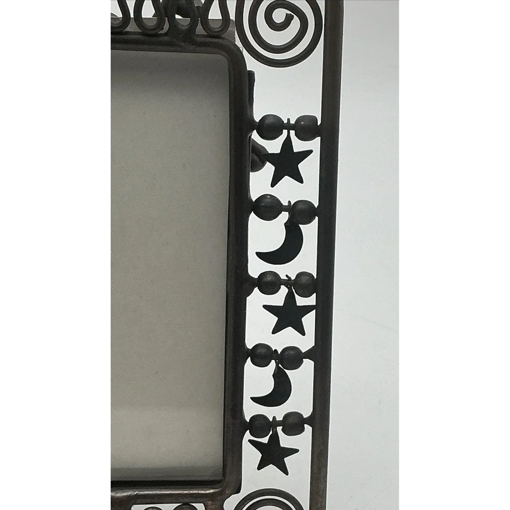 Vtg 90s Celestial Metal Photo Frame Moon Stars Spin Wire Scroll Whimsigoth Boho